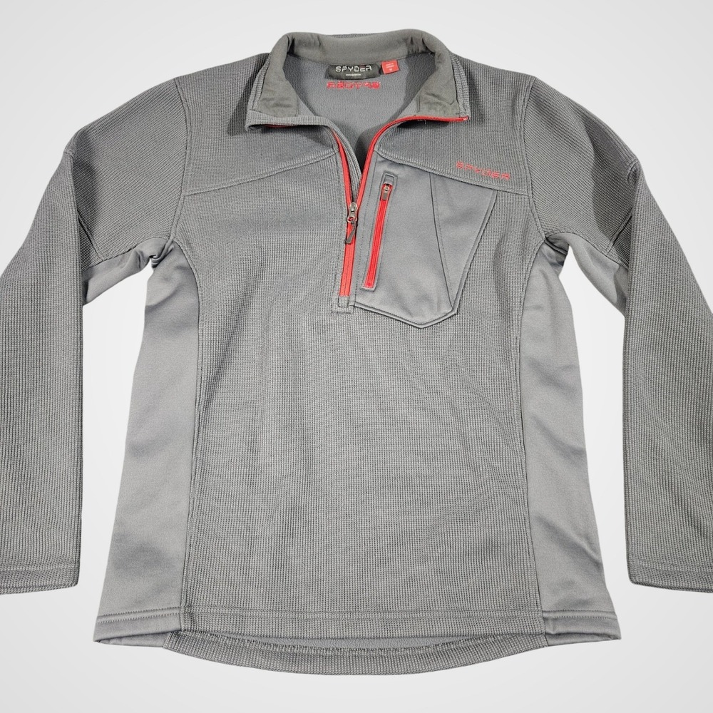 Spyder Pullover Mens Medium Gray Quarter Zip Waffle Knit US Ski Team Athletic